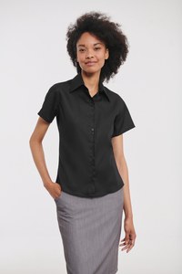 Russell Collection RU957F - Ladies` Oxford Bluse Kurzarm