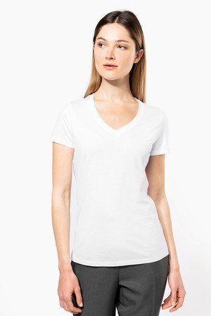 Kariban K3003 - Damen-T-Shirt Supima® mit V-Ausschnitt und kurzen Ärmeln