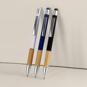 EgotierPro 53564 - Recycling-Aluminium Stift mit Bambus und Gummierung ANDIKA