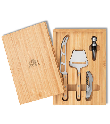WINE&CHEESE Wein und Käse Set - GiftRetail MO8416 holz